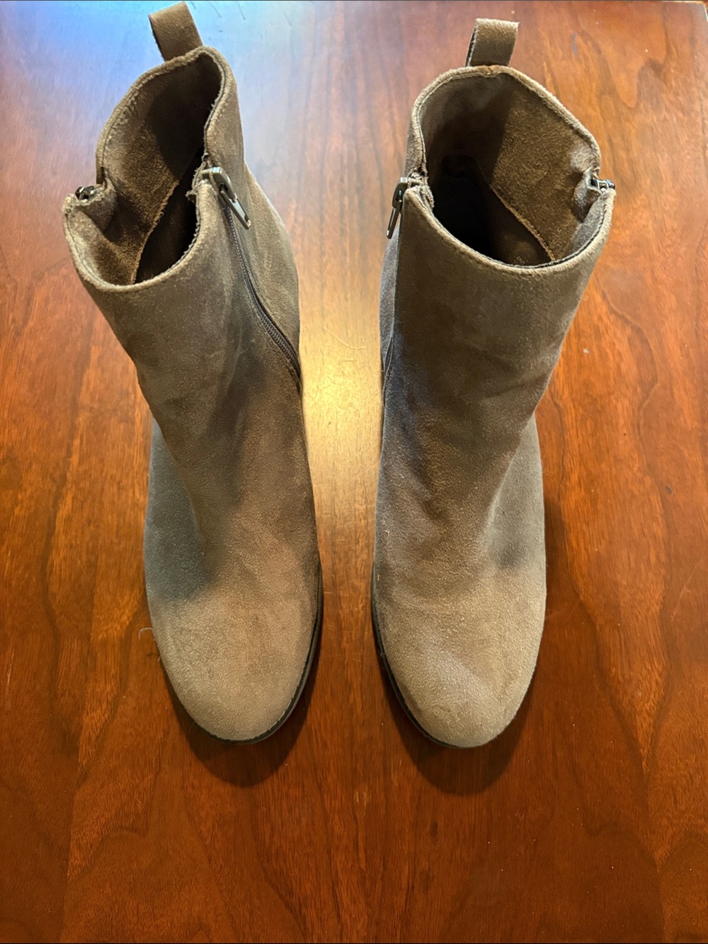 Style & Co. Taupe Suede Ankle Booties with Side Zip